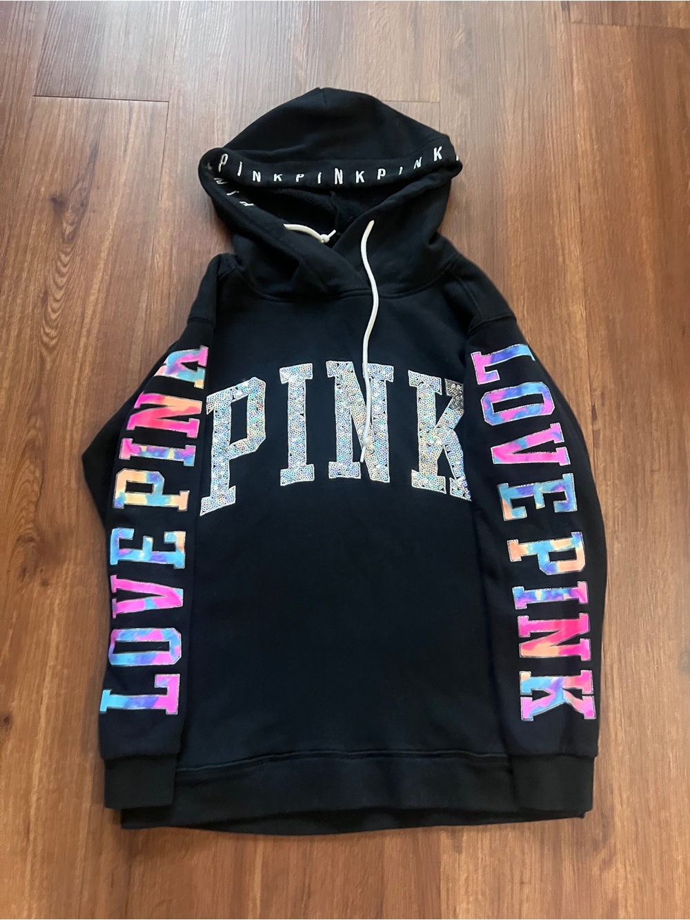 VS PINK RARE BLING WATERCOLOR HOODIE XS - Picture 6 of 12